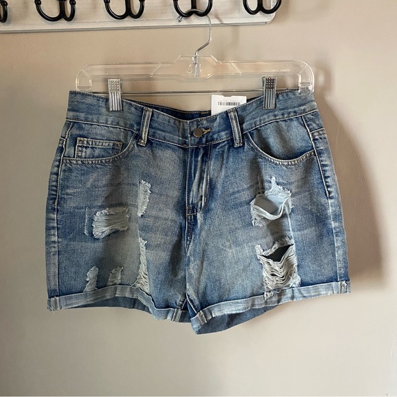 NWT Distressed Denim Shorts - Picture 1 of 2